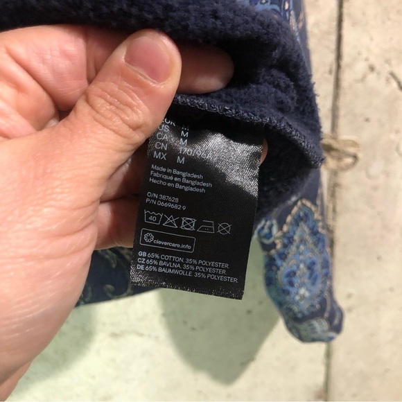 H & M Dark Blue Paisley Printed Sweatshirt M - Picture 5 of 9